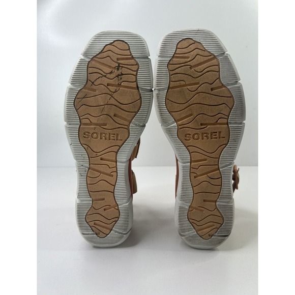 Sorel Joanie III Wedge Platform Sandals Peach Leather Ankle Strap Women's 9 - Picture 6 of 8